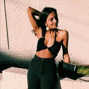 NWT Verge Girl Showpo Black Halter Top M/L